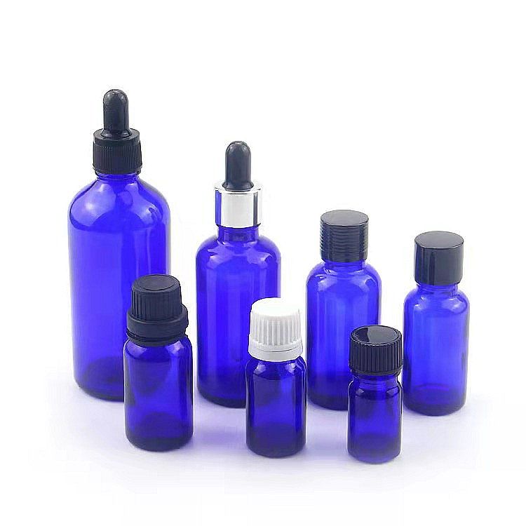 20ml 30ml frosted blue essential oil glass bottle with dropper