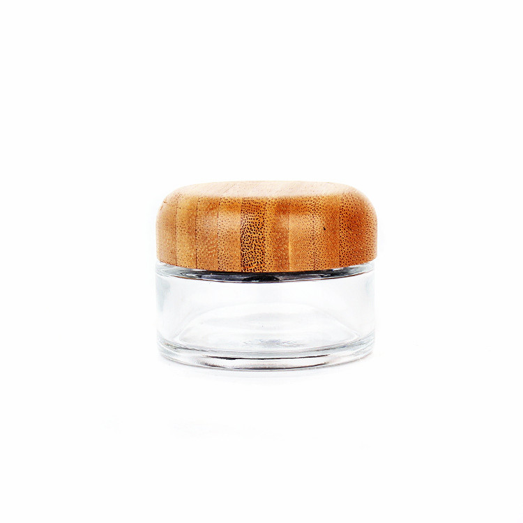 5g 10g 15g 100g  glass cream jar with bamboo lid