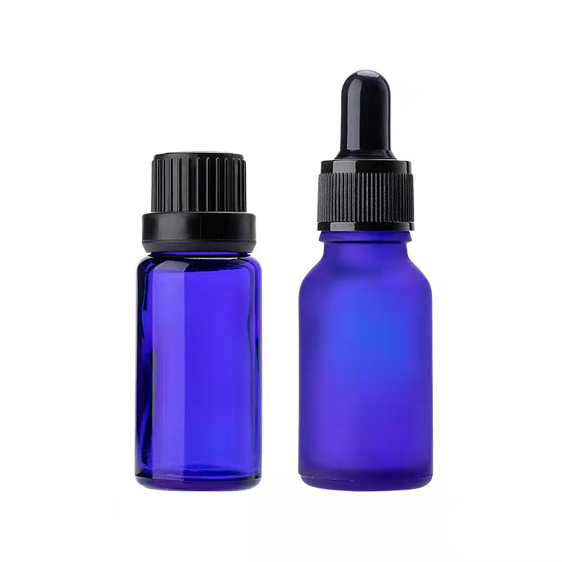 20ml 30ml frosted blue essential oil glass bottle with dropper