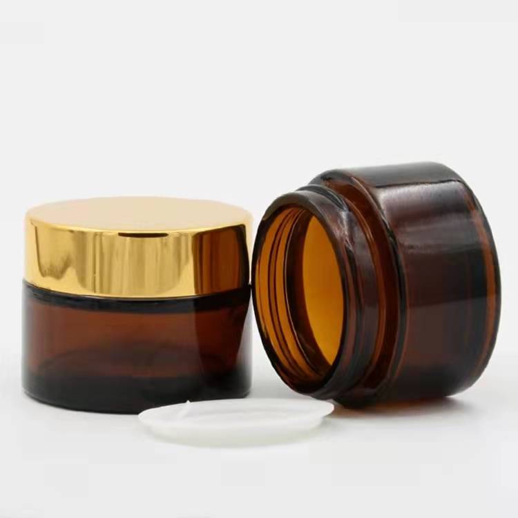 5g 10g 15g 100g amber cosmetic glass jar with bamboo lid