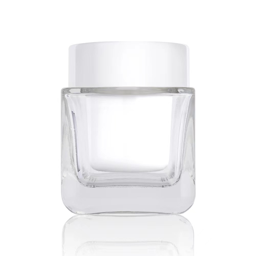 100g square shaped cream glass jar