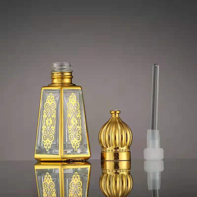 3ml 6ml 12ml gold attar oil glass bottle with glass drop stick