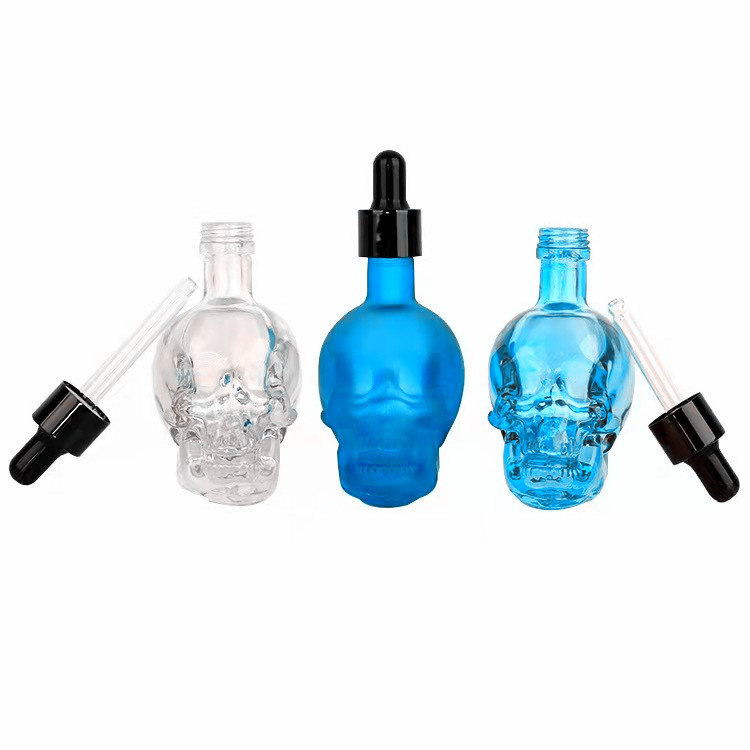 15ml 30ml 60ml skull shaped serum  glass dropper bottle