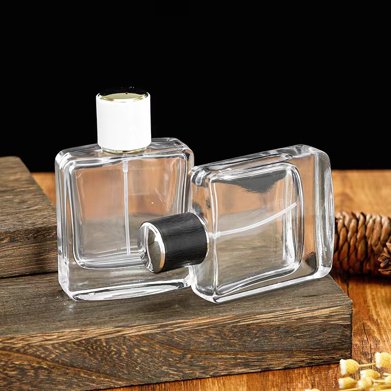 50ml 100ml squared shaped glass perfume sprayer bottle