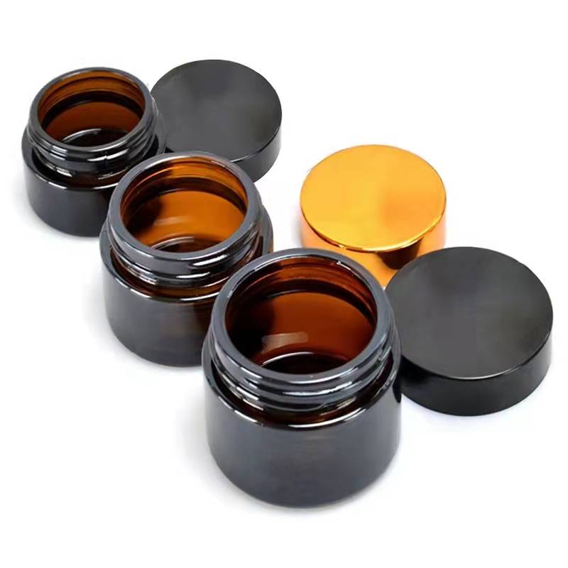 5g 10g 15g 100g amber cosmetic glass jar with bamboo lid