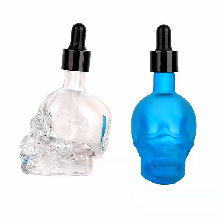 15ml 30ml 60ml skull shaped serum  glass dropper bottle