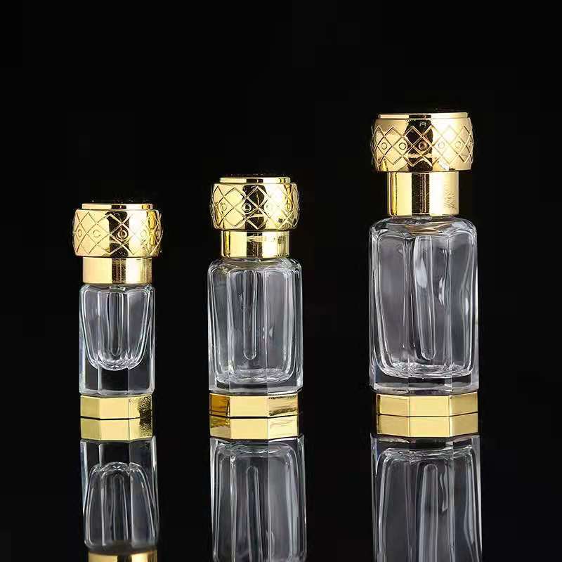 3ml 6ml 12ml gold attar oil glass bottle with glass drop stick