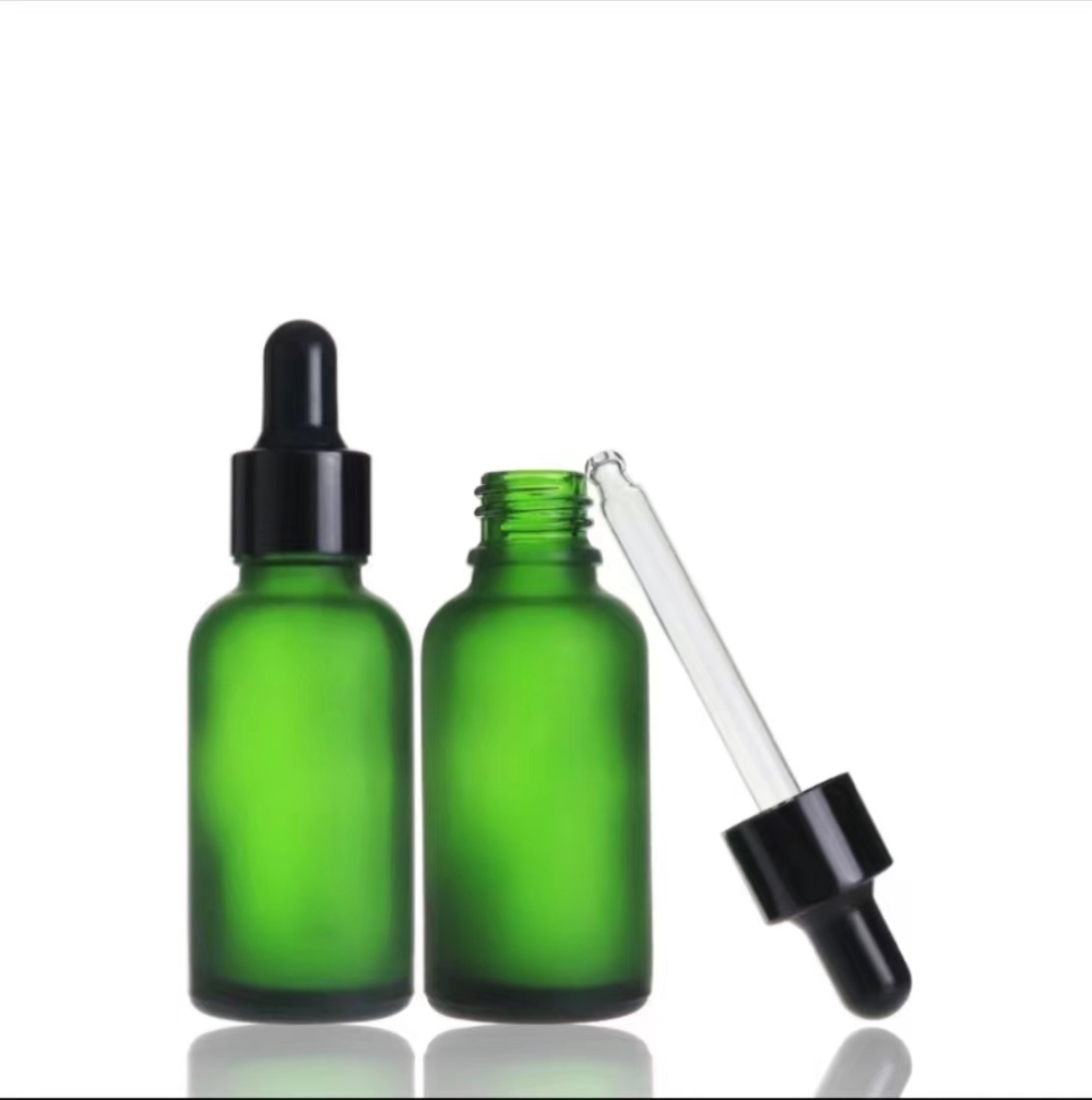 5ml 100ml green essential oil glass bottle with bamboo lid