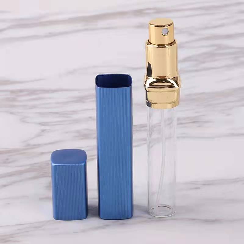 10ml square shaped portable glass perfume bottle with aluminium coating