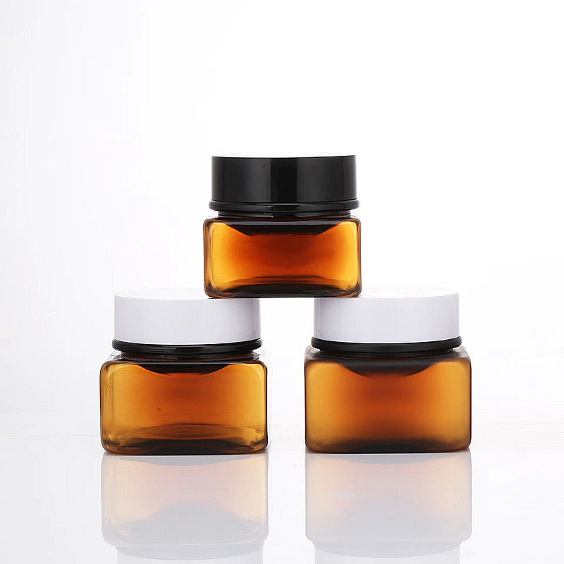 30ml 50ml square shaped Amber pet cream jar