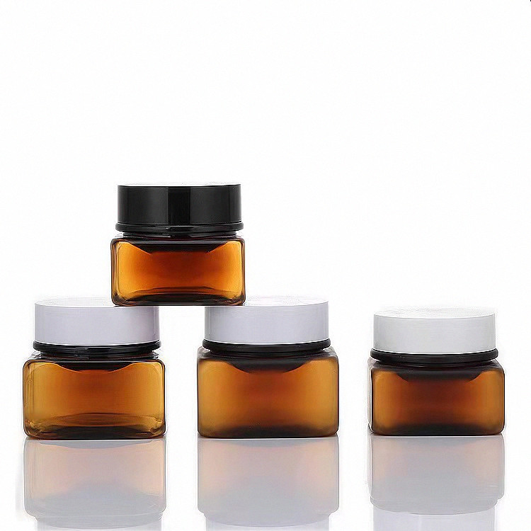 30ml 50ml square shaped Amber pet cream jar