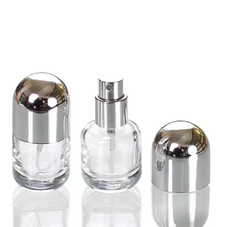 8ml round shaped glass perfume bottle with wooden lid