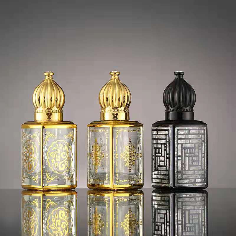 6ml 12ml square shaped attar oil glass bottle with roll ball