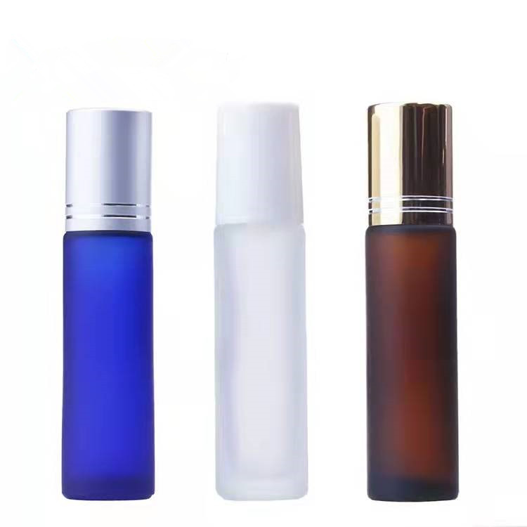 10ml frosted blue roll on perfume glass bottle