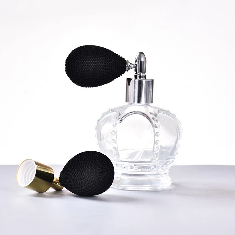 90ml crown shaped perfume bottle with air bag sprayer