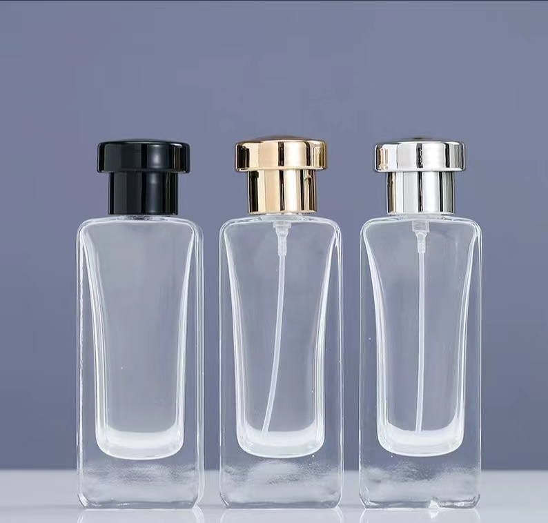 30ml 50ml 100ml square shaped perfume glass bottle 