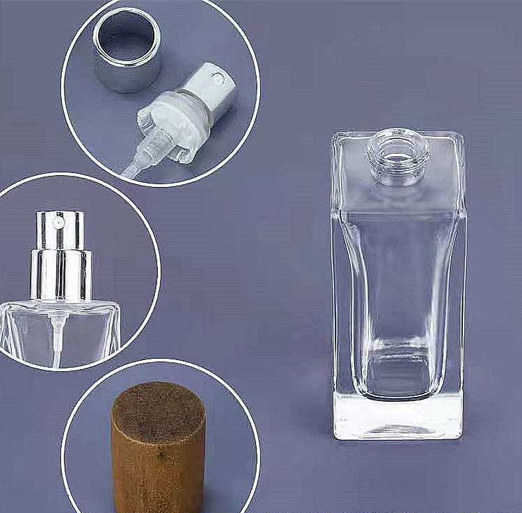 30ml 50ml 100ml square shaped glass perfume sprayer bottle