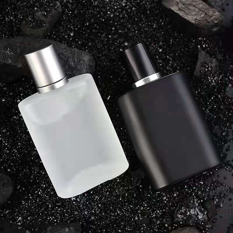 30ml 50ml 100ml black glass perfume bottle with screw sprayer