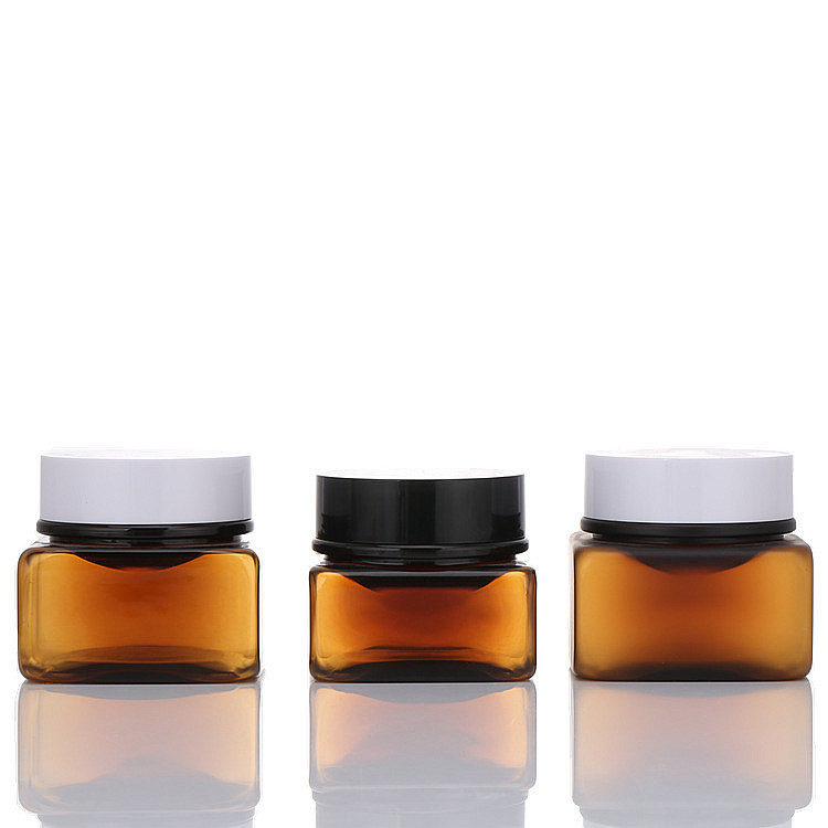 30ml 50ml square shaped Amber pet cream jar