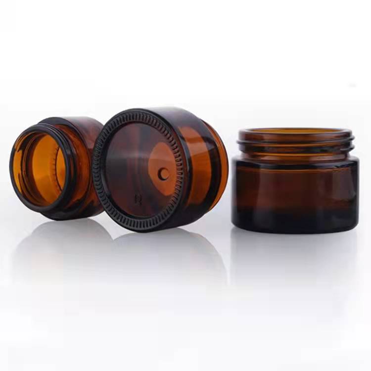 5g 10g 15g 100g amber cosmetic glass jar with bamboo lid