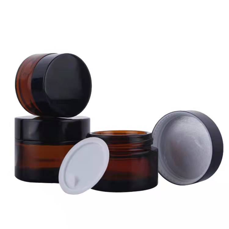 5g 10g 15g 100g amber cosmetic glass jar with bamboo lid