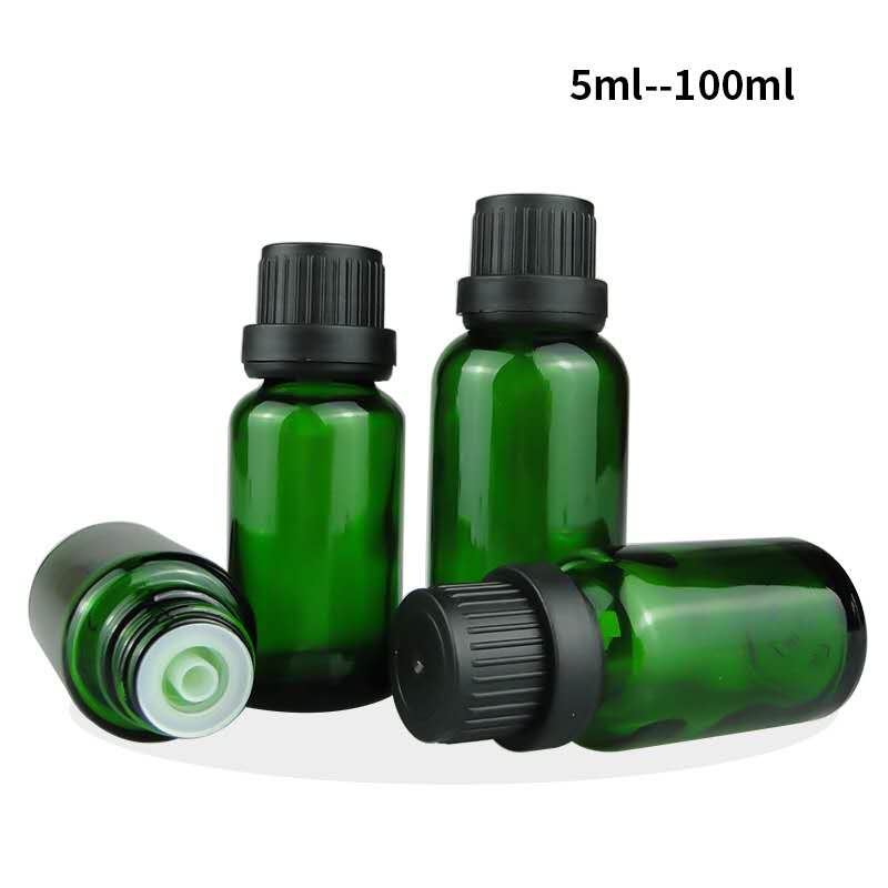 5ml 100ml green essential oil glass bottle with bamboo lid