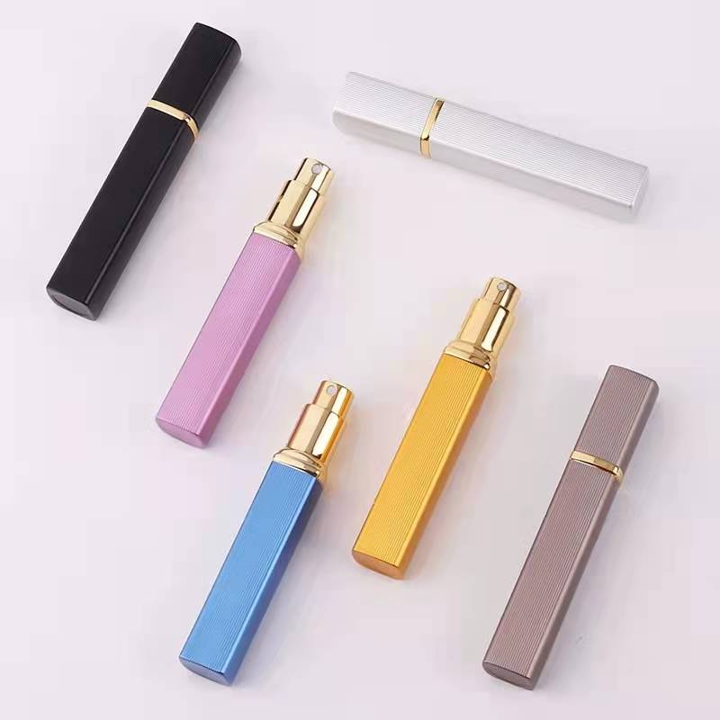 10ml square shaped portable glass perfume bottle with aluminium coating