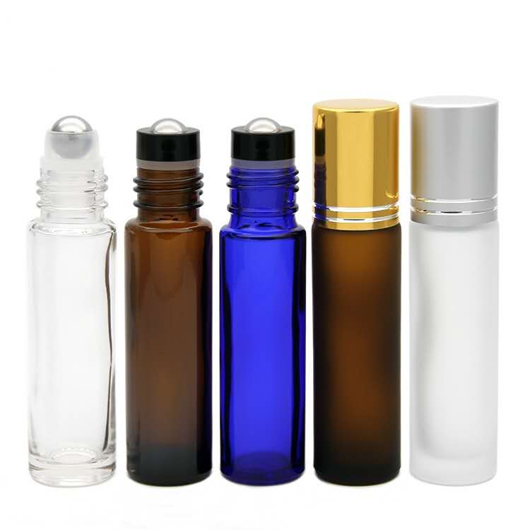 10ml frosted blue roll on perfume glass bottle