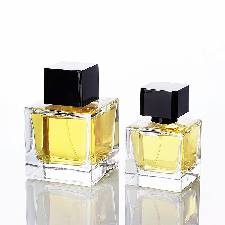 30ml 50ml 100ml squared shaped heavy glass perfume bottle