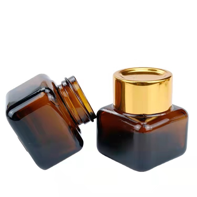 20g square shaped amber eye cream glass jar