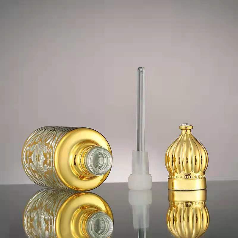 3ml 6ml 12ml gold glass attar oil bottle with metal roll ball