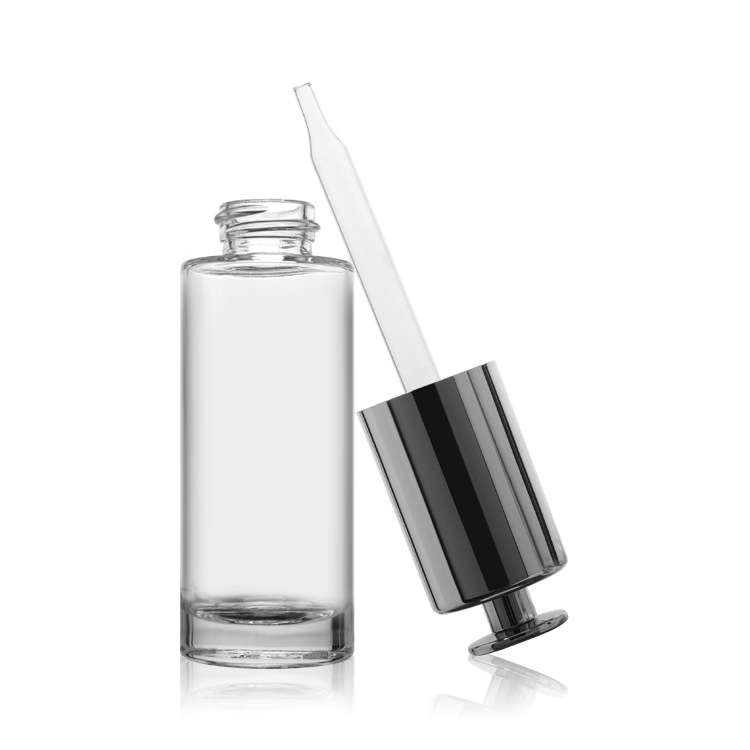 15ml 30ml round shaped serum glass bottle with pump dropper