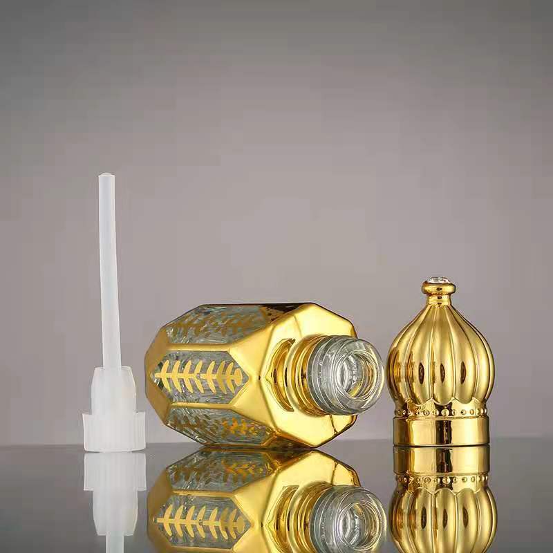 3ml 6ml 12ml gold glass essential oil bottle with roll ball