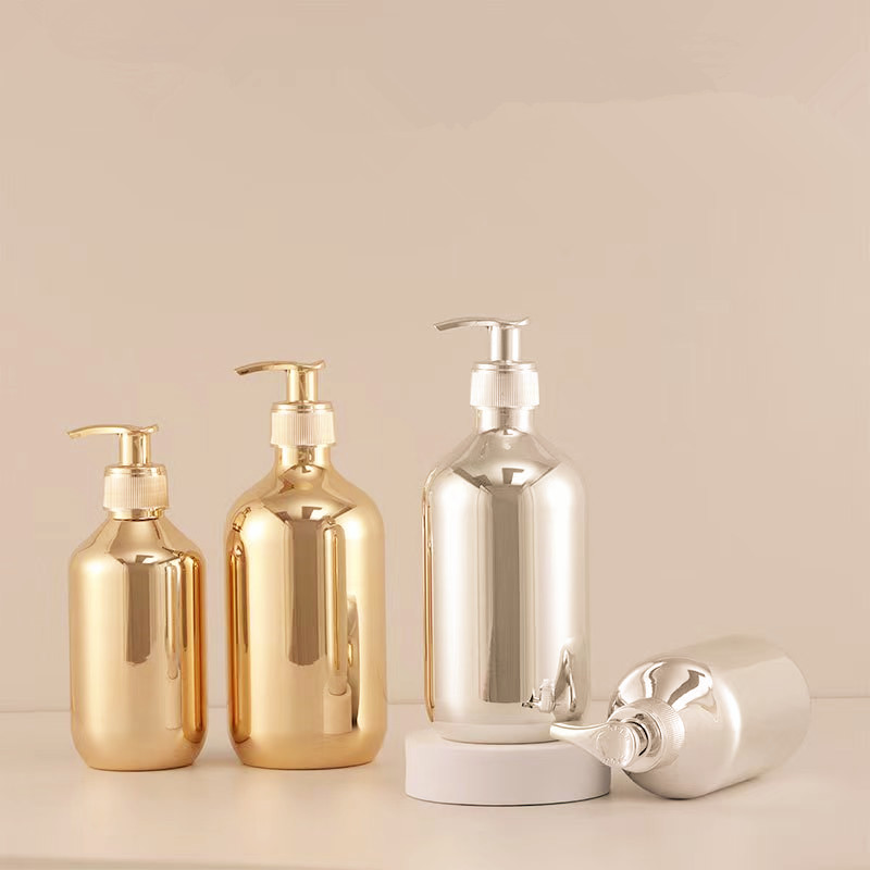 300 500ml electroplating silver shampoo plastic bottles