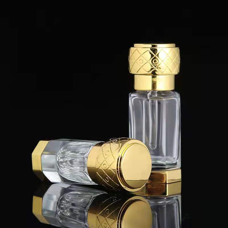 3ml 6ml 12ml gold attar oil glass bottle with glass drop stick