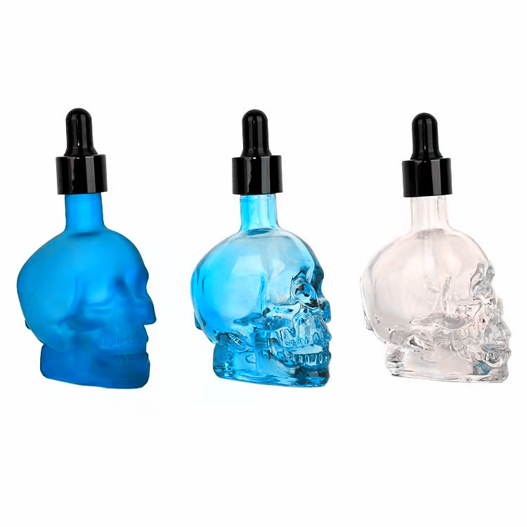 15ml 30ml 60ml skull shaped serum  glass dropper bottle