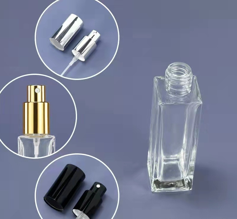 30ml 50ml 100ml square shaped perfume bottle with screw sprayer