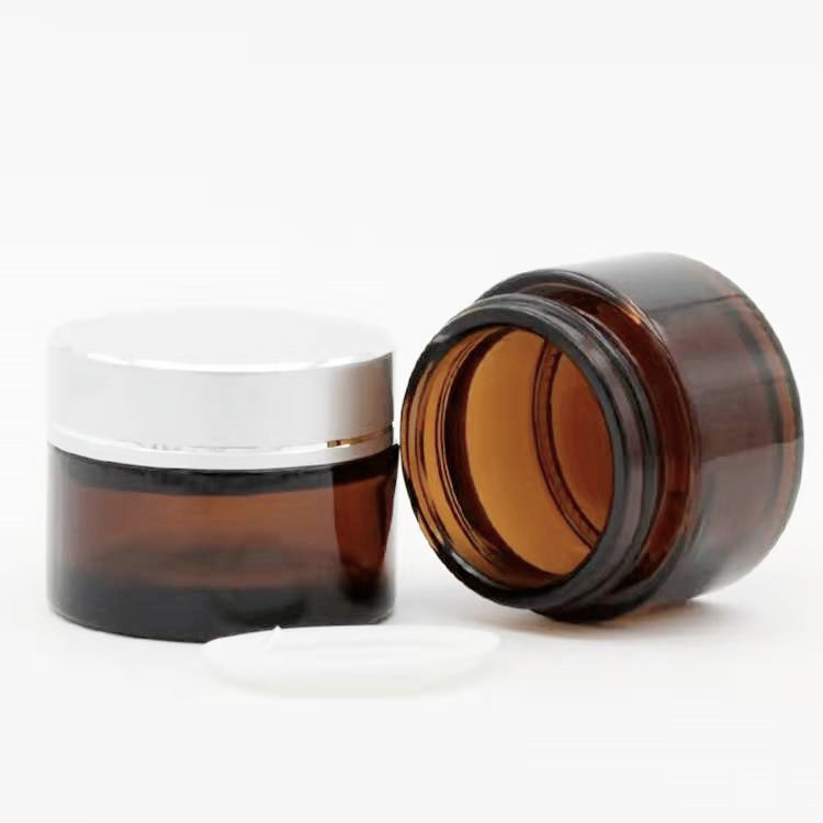 5g 10g 15g 100g amber cosmetic glass jar with bamboo lid