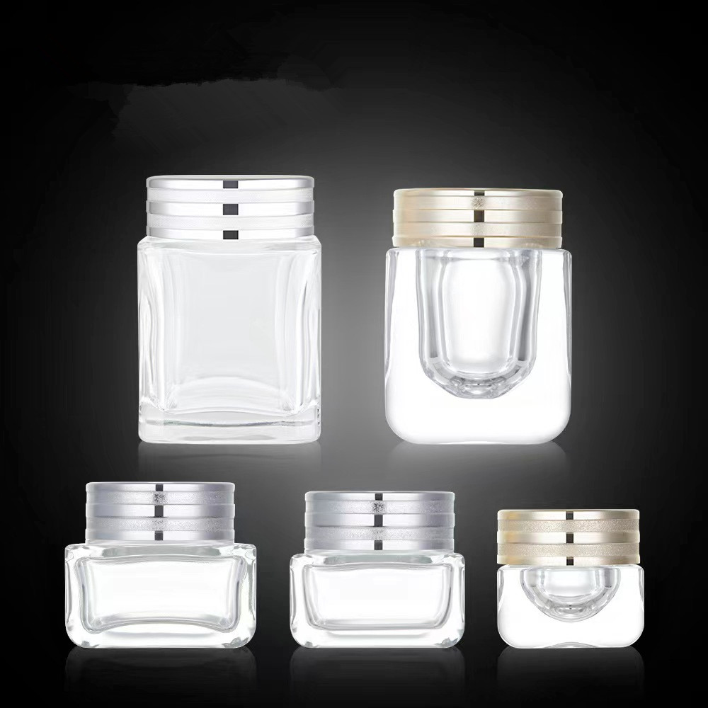 100g square shaped cream glass jar