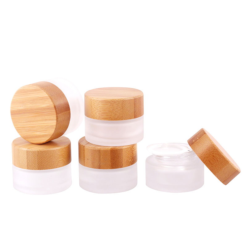 5g 10g 15g 100g  glass cream jar with bamboo lid