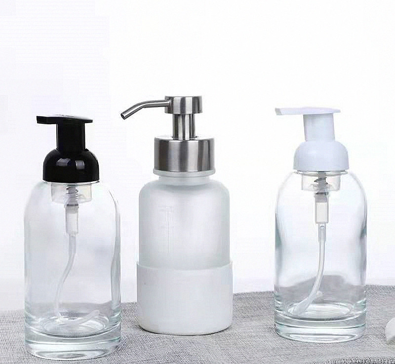 300ml hand washing glass bottle with foam pump