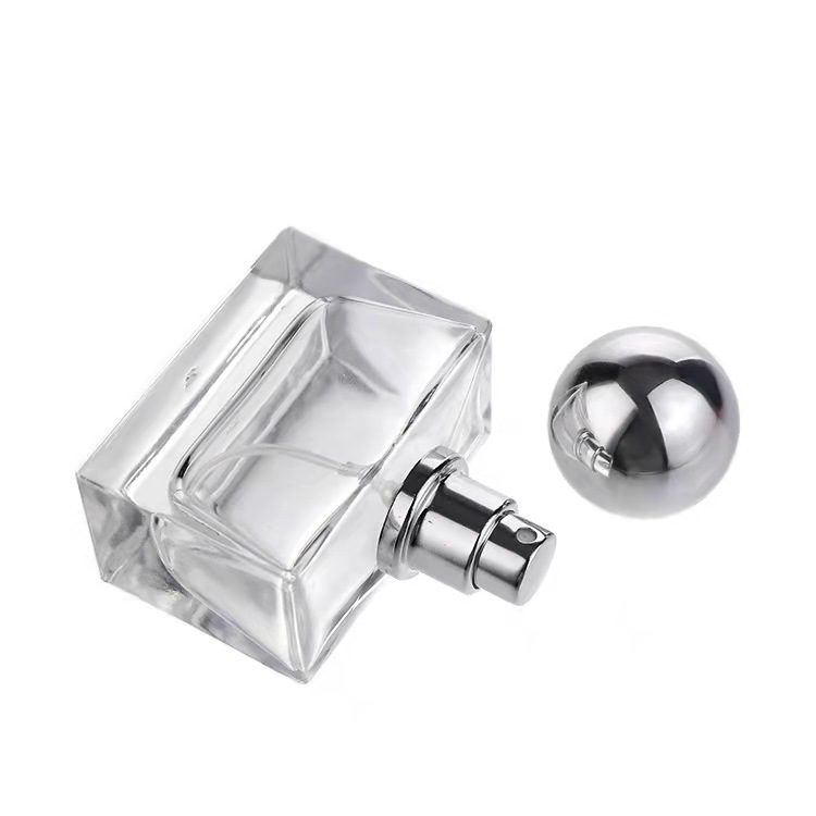 50ml square shaped glass fragrance sprayer bottle