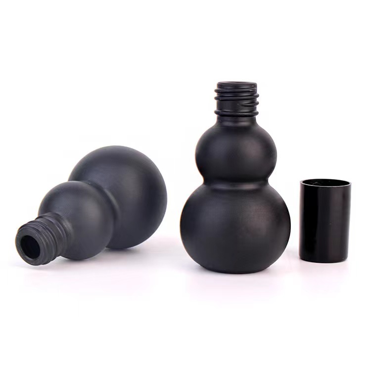 30ml 50ml black essential oil glass bottle with black lid