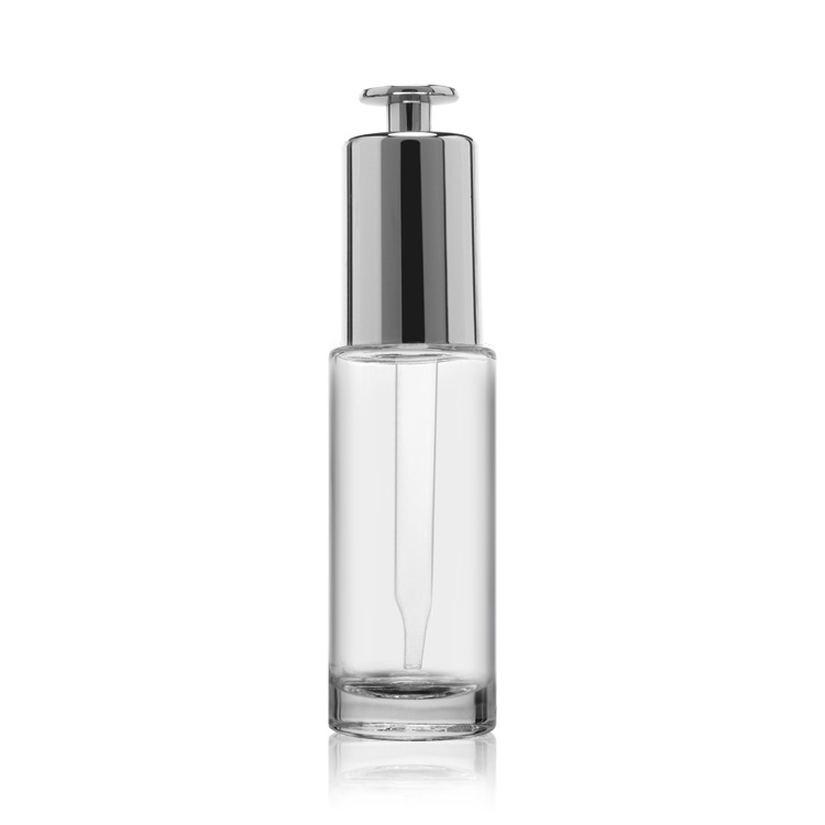 15ml 30ml round shaped serum glass bottle with pump dropper