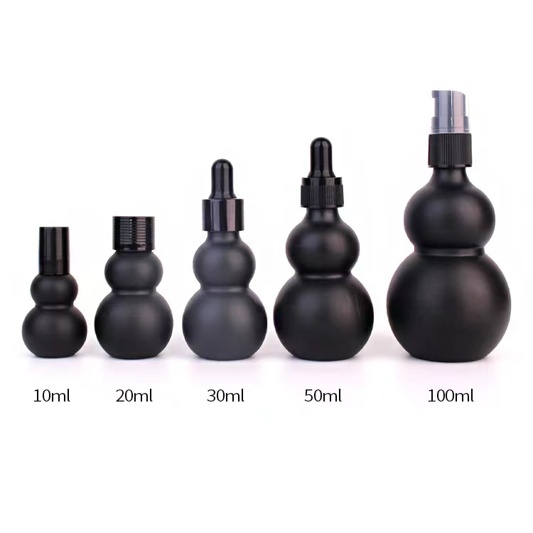 30ml 50ml black essential oil glass bottle with black lid