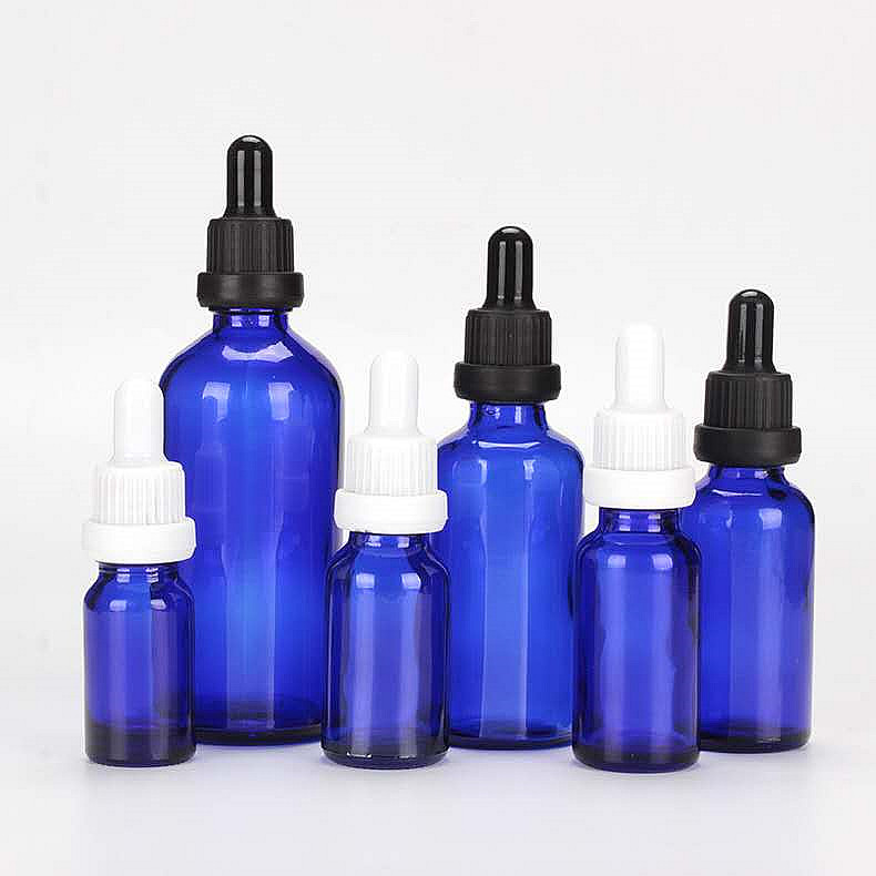 20ml 30ml frosted blue essential oil glass bottle with dropper