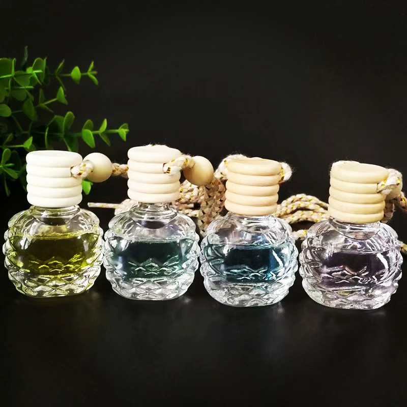 10ml hanging car perfume glass bottle with wooden lid