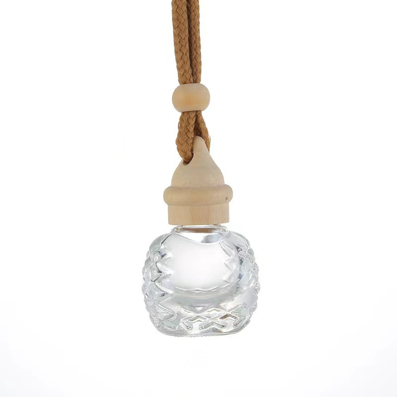 10ml hanging car perfume glass bottle with wooden lid