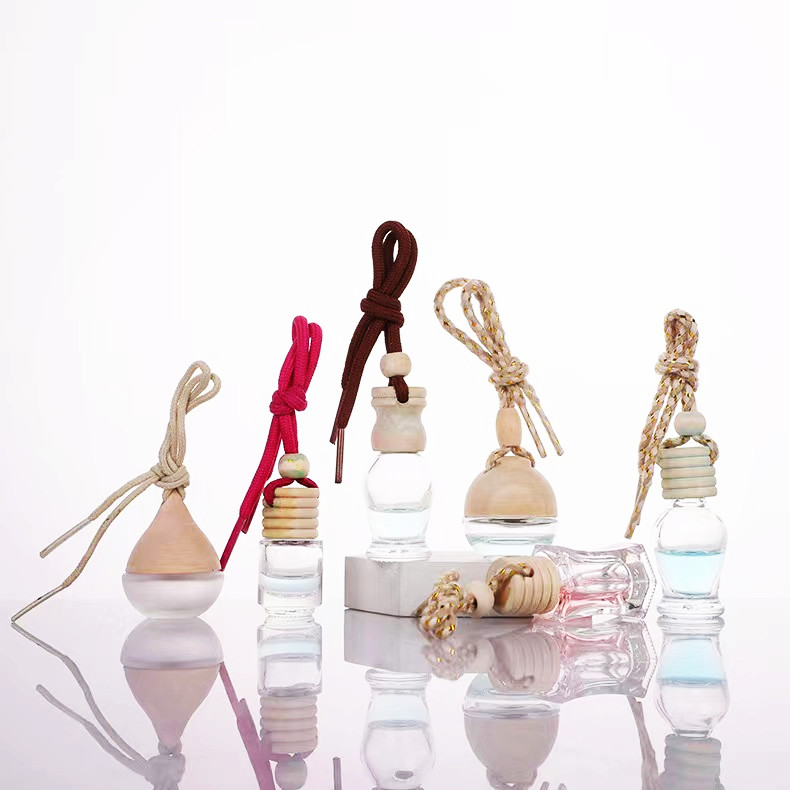 6ml hanging car fragrance glass bottle with wooden lid