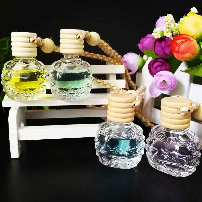 10ml hanging car perfume glass bottle with wooden lid